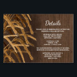 Rustic Wheat Wedding Reception Accommodation Cards<br><div class="desc">Rustic Wheat   Country Hay Wedding Reception & Hotel Accommodation Cards - include these detail cards to inform your guests of your reception location,  the reception timeline and hotel information to make planning easier.</div>