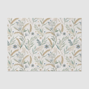 Rustic Wheat & Wildflower Botanical Floral Pattern Tissue Paper