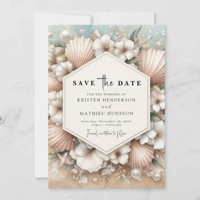 Rustic Whimsical Beach Wedding Save The Date (Front)