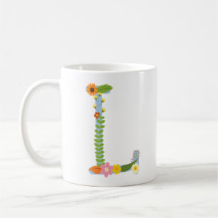 Rustic Whimsical Flower Monogram (L) Coffee Mug