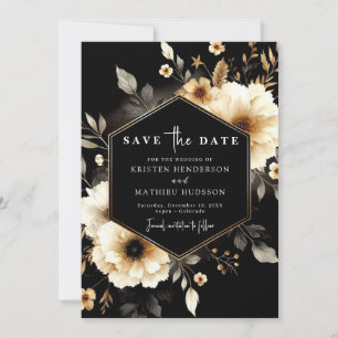 Rustic Whimsical Gold and Black Wedding Save The Date