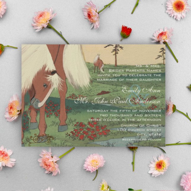 Rustic Whimsical Horse Wedding Invitations (Creator Uploaded)