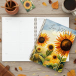 Rustic Whimsical Watercolor Sunflower Field Planner<br><div class="desc">This planner design features a watercolor field filled with beautiful sunflowers. Personalise it with a family name. Makes a great Mother's Day or birthday gift. Created by Simply Farmhouse Press.</div>