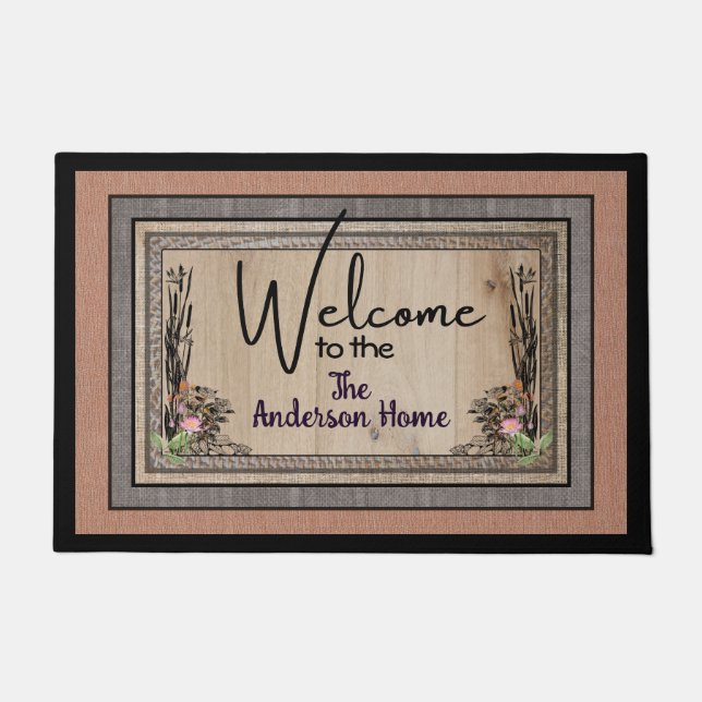 Rustic Whimsy Country Personalised Door Mat (Front)