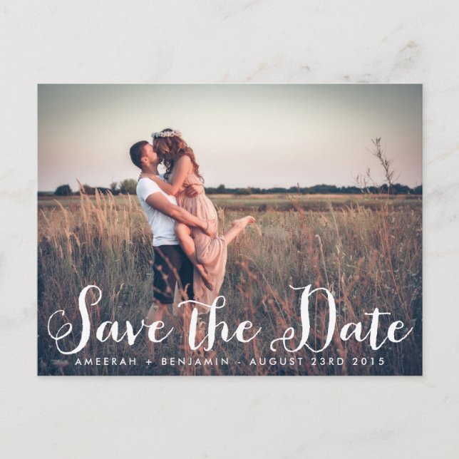 Rustic Whimsy Photo Save the Date Postcard (Front)