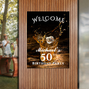 Rustic Whiskey Birthday Party Welcome Poster