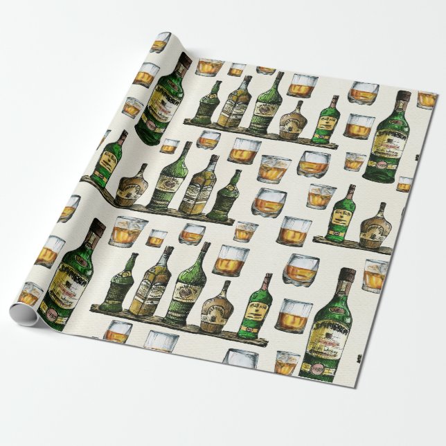 Rustic Whiskey Wrapping Paper (Unrolled)