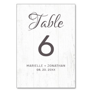 Rustic White and Grey Weathered Wood Wedding Table Number