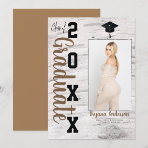 Rustic White Birch Graduation Photo Announcement