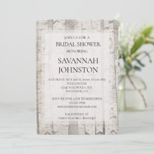 Rustic White Birch Trees Bridal Shower Invitation