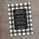 Rustic White & Black Buffalo Plaid Birthday Party Invitation<br><div class="desc">A rugged and masculine design with an area for any Anniversary Date - 25th, 30th, 40th, 50th, 60th, 70th. Can also be used an an "over the hill" theme with the red and black colours. A classic, traditional pattern that has been around for years. If you need to adjust the...</div>