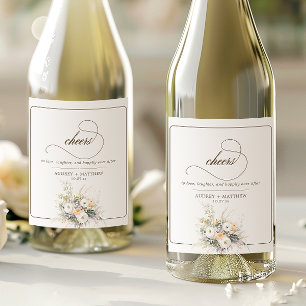 Rustic White Blooms Cheers Wedding  Wine Label