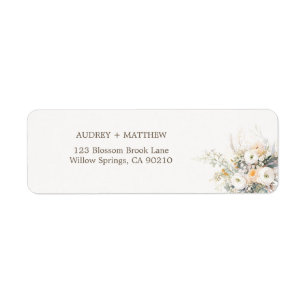 Rustic White Blooms Return Address Label