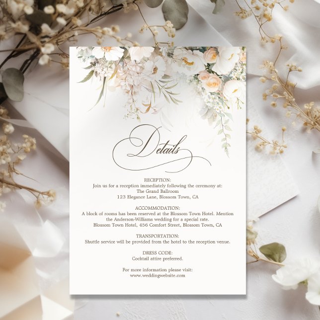 Rustic White Blooms Wedding Details Enclosure Card (Creator Uploaded)