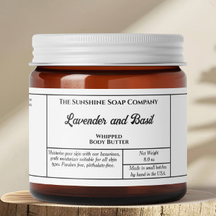 Rustic white body butter or cosmetics jar label