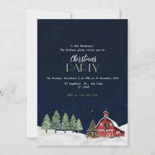 Rustic White Christmas Barn Invitation