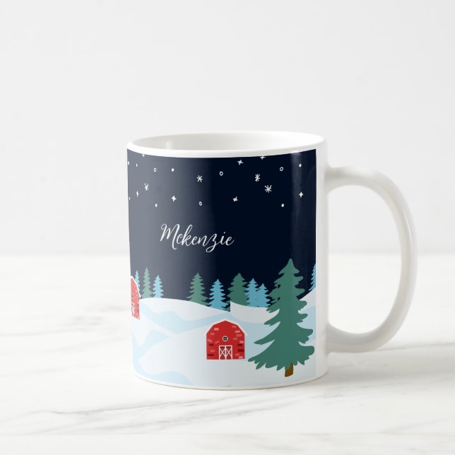 Rustic White Christmas Personalised Coffee Mug (Right)