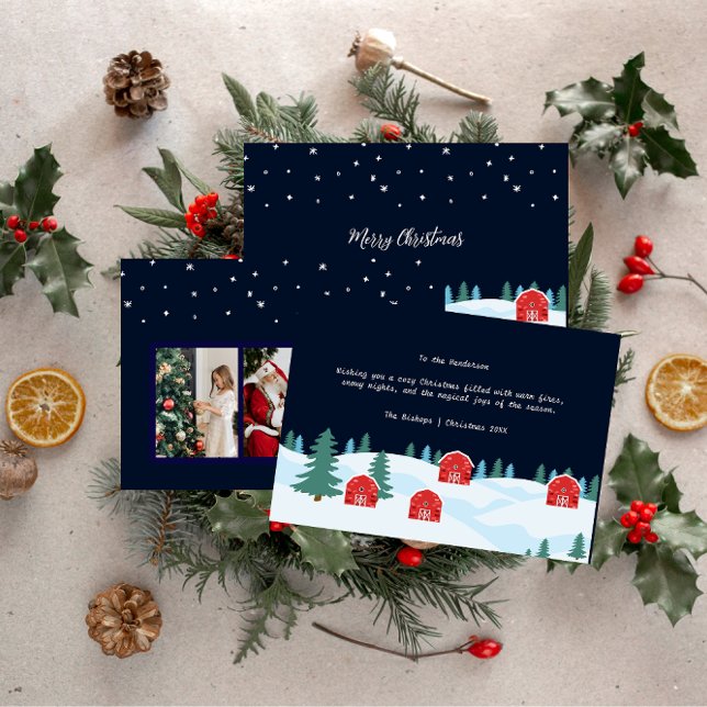 Rustic White Christmas Photo Christmas Card (Creator Uploaded)