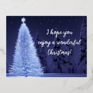 Rustic White Christmas Tree Holiday Post Card