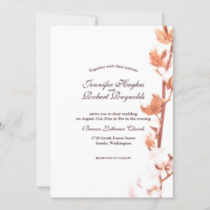 Rustic White Cotton Wedding Invitation
