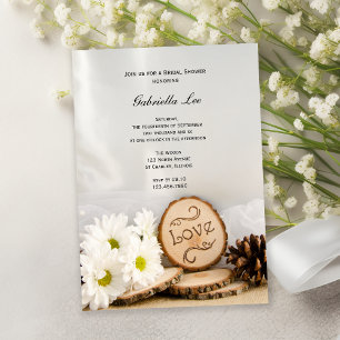 Rustic White Daisies Woodland Bridal Shower Invitation