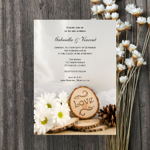 Rustic White Daisies Woodland Wedding Invitation