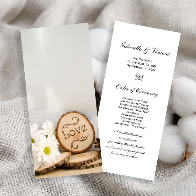 Rustic White Daisies Woodland Wedding Program (Creator Uploaded)