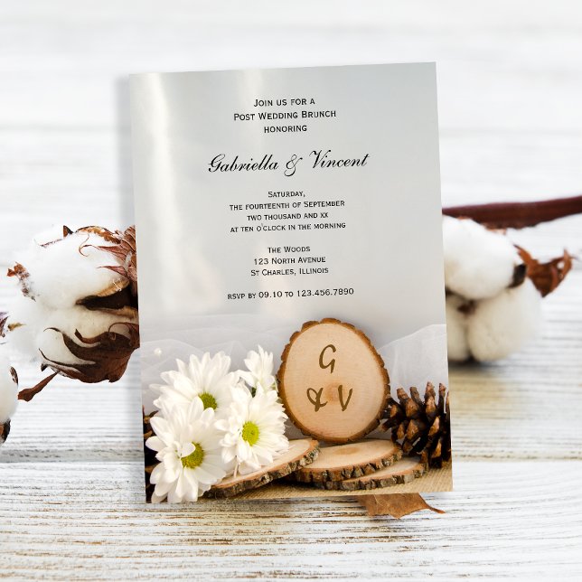 Rustic White Daisies Woods Post Wedding Brunch Invitation (Creator Uploaded)