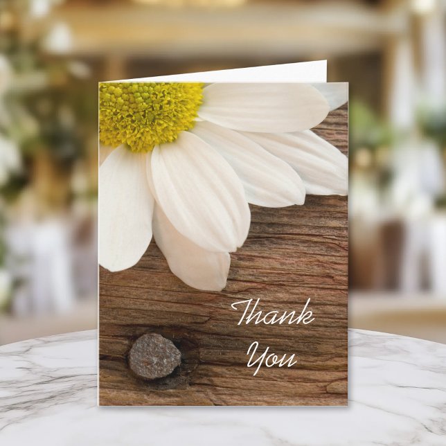 Rustic White Daisy and Brown Barn Wood Thank You (Creator Uploaded)