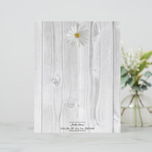 Rustic White Daisy Personalised Paper Sheet