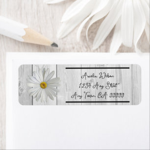 Rustic White Daisy Return Address Label