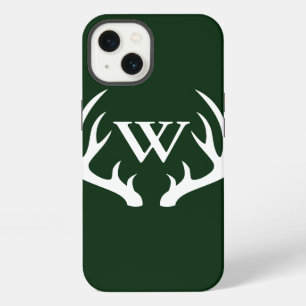 Rustic White Deer Antlers Custom Monogram iPhone Case