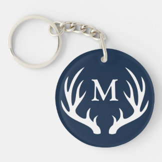 Rustic White Deer Antlers | Monogram Key Ring