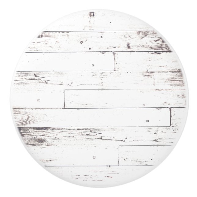 Rustic White Farmhouse Country Shabby Chic Shiplap Ceramic Knob (Front)