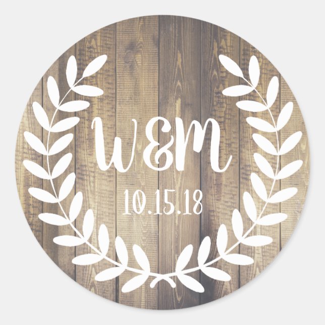 Rustic White Farmhouse Laurels Barn Wood Classic Round Sticker (Front)
