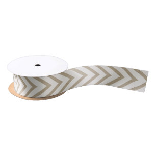 Rustic White Faux Burlap Chevron Pattern Satin Ribbon