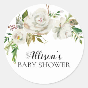 Rustic White Floral Baby Shower Envelope Seal