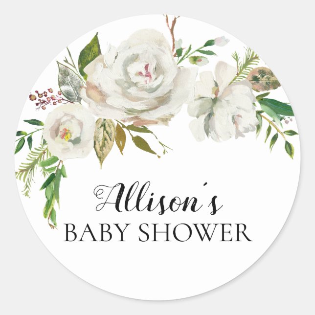 Rustic White Floral Baby Shower Envelope Seal (Front)