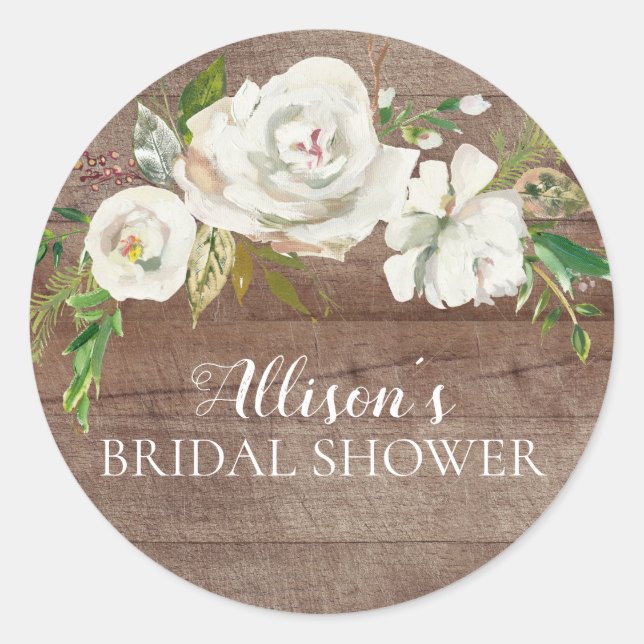 Rustic White Floral Bridal Shower Envelope Seal (Front)