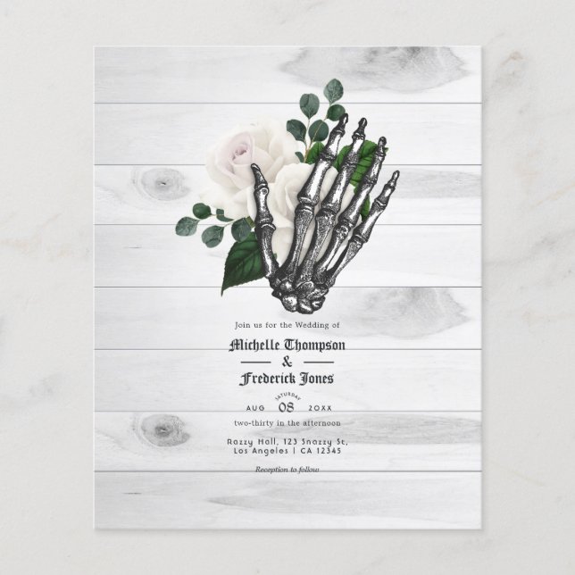 Rustic White Floral Gothic Wedding Invitation Flyer (Front)