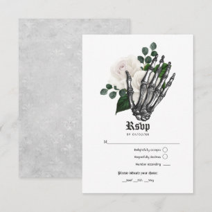 Rustic White Floral Gothic Wedding RSVP Card