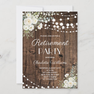Rustic White Floral Retirement Party Invitation