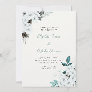 Rustic White Flowers Boho Off White Wedding Invitation