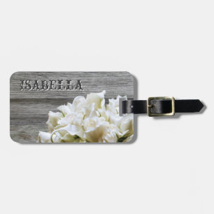 Rustic White Flowers Personalised Luggage Tag