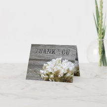 Rustic White Flowers Thank You Cards