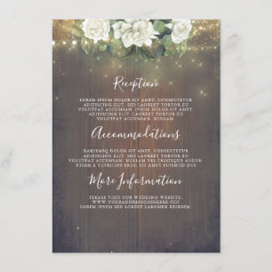 Rustic White Flowers Wedding Details Information Enclosure Card