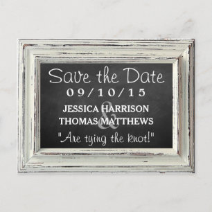 Rustic White Frame & Chalkboard Wedding Collection Announcement Postcard