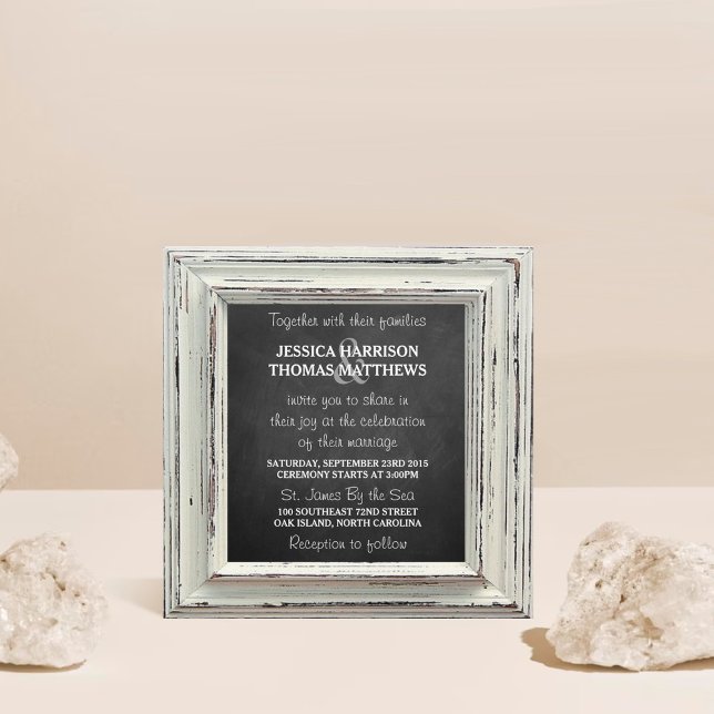 Rustic White Frame & Chalkboard Wedding Collection Invitation (Creator Uploaded)