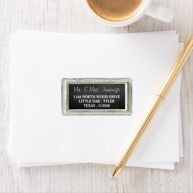 Rustic White Frame & Chalkboard Wedding Collection Label (Insitu)