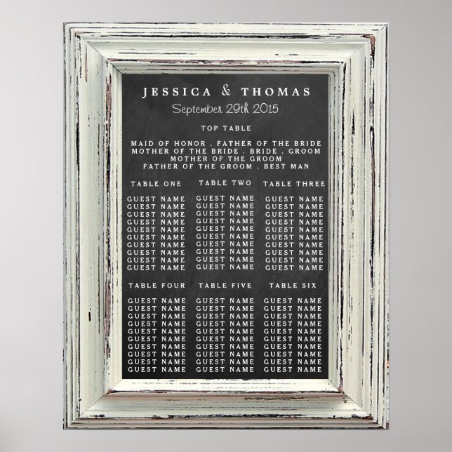 Rustic White Frame & Chalkboard Wedding Collection Poster (Front)
